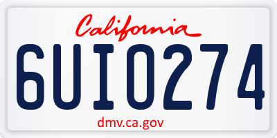 CA license plate 6UIO274