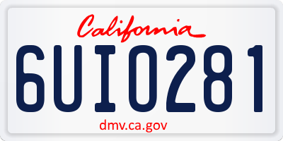 CA license plate 6UIO281