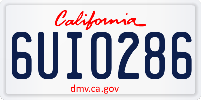 CA license plate 6UIO286