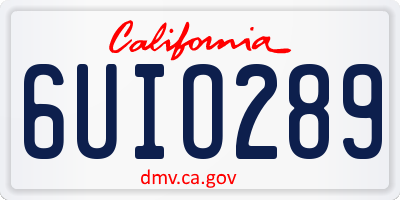 CA license plate 6UIO289