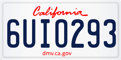 CA license plate 6UIO293