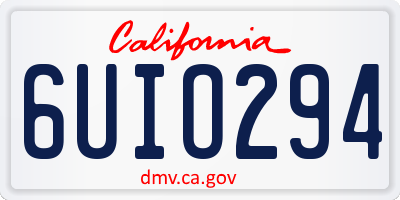 CA license plate 6UIO294