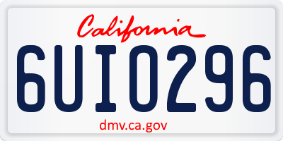 CA license plate 6UIO296