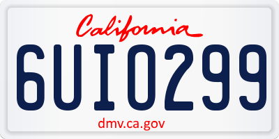 CA license plate 6UIO299