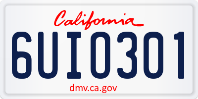 CA license plate 6UIO301
