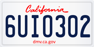 CA license plate 6UIO302