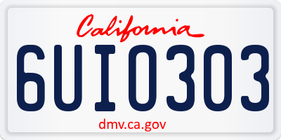 CA license plate 6UIO303