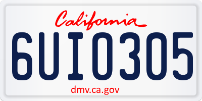 CA license plate 6UIO305
