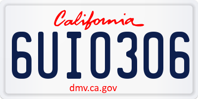 CA license plate 6UIO306