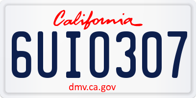 CA license plate 6UIO307