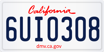 CA license plate 6UIO308