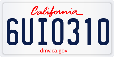 CA license plate 6UIO310