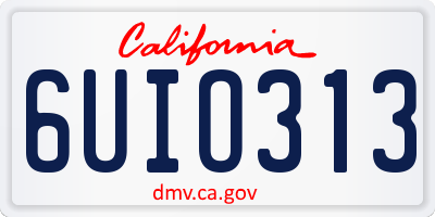 CA license plate 6UIO313