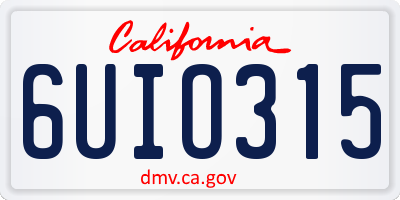 CA license plate 6UIO315