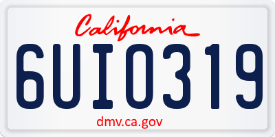 CA license plate 6UIO319