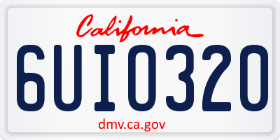 CA license plate 6UIO320