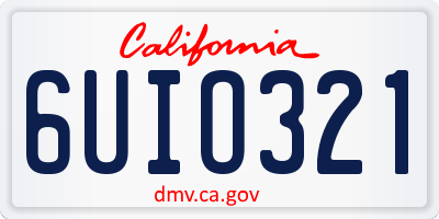 CA license plate 6UIO321