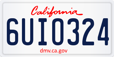 CA license plate 6UIO324