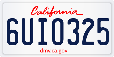 CA license plate 6UIO325