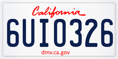 CA license plate 6UIO326