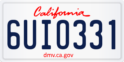CA license plate 6UIO331