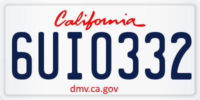 CA license plate 6UIO332
