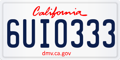 CA license plate 6UIO333