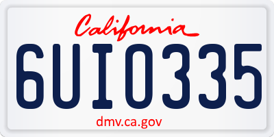 CA license plate 6UIO335
