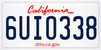CA license plate 6UIO338