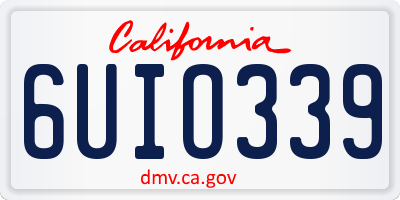 CA license plate 6UIO339