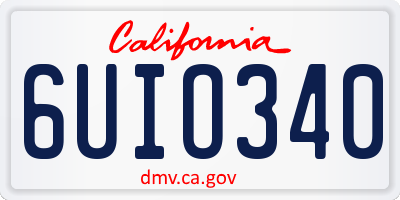 CA license plate 6UIO340