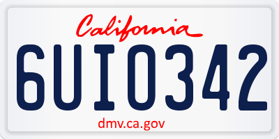 CA license plate 6UIO342