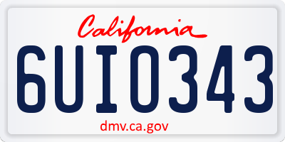 CA license plate 6UIO343