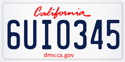 CA license plate 6UIO345