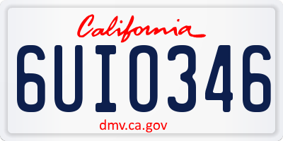 CA license plate 6UIO346
