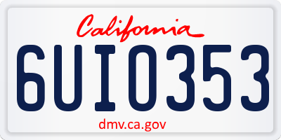 CA license plate 6UIO353