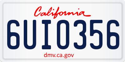 CA license plate 6UIO356