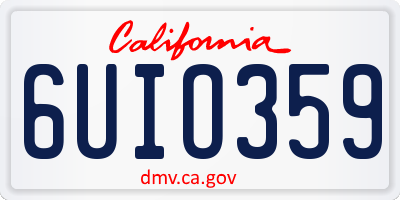 CA license plate 6UIO359