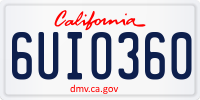 CA license plate 6UIO360