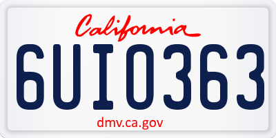 CA license plate 6UIO363