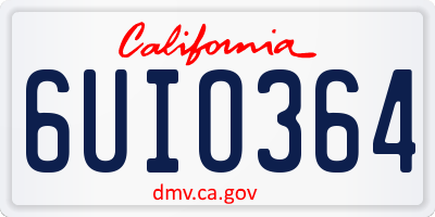 CA license plate 6UIO364