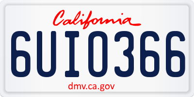 CA license plate 6UIO366