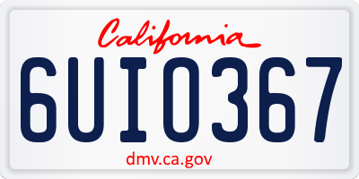 CA license plate 6UIO367
