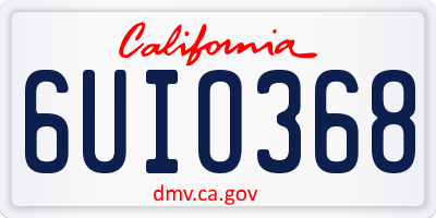 CA license plate 6UIO368