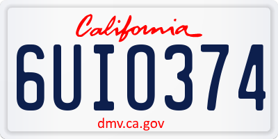 CA license plate 6UIO374