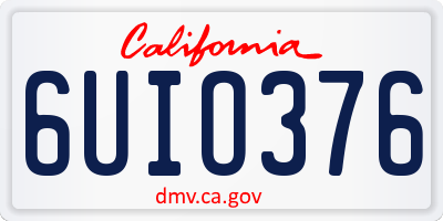CA license plate 6UIO376