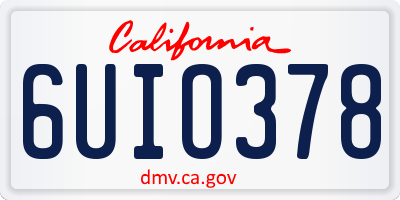 CA license plate 6UIO378
