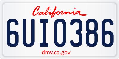 CA license plate 6UIO386