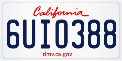 CA license plate 6UIO388