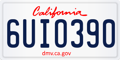 CA license plate 6UIO390